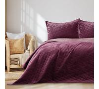 AmeliaHome Tagesdecke Colcha de Terciopelo, Poliéster, Laila Morado Morado, 260x280 cm