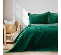 AmeliaHome Tagesdecke Colcha de Terciopelo, Poliéster, Laila Verde, 240x260 cm