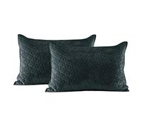AmeliaHome Terciopelo, poliéster, Laila Antracita Plata, 2 Fundas de Almohada de 50 x 70 cm