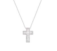AMEN Bijoux, collar con cruz, collar de plata 925, rodio con doble circonita blanca, regalo para mujer