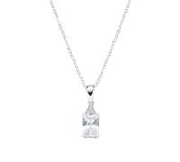 AMEN Bijoux, Collar Princess, Collar Mujer Plata 925, Rodio con Zircon Colgante Azul, Regalo Mujer
