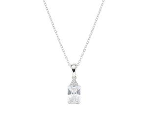 AMEN Bijoux, Collar Princess, Collar Mujer Plata 925, Rodio con Zircon Colgante Azul, Regalo Mujer