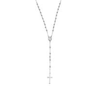 Amen Collar rosario de acero inoxidable con cruz y medalla - Longitud 51 cm - Cuentas 0,4 cm, Colección Metropolitan ACCL112