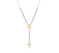 Amen Gioielli, collar con cruz y medalla milagrosa, collar mujer plata 925, regalo mujer, fabricado en Italia, Talla única, Plata esterlina, Circón