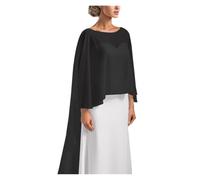 AMENGJ Estolas para Bodas Capa Larga de Gasa for Novia, for Boda, Cena, Fiesta, Mujer, Chal Elegante, Alto-bajo(Black,Back Length 1.3m)