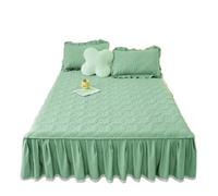 AMENGJ Falda de Cama con Volantes Falda de Cama con Borde de Encaje, Protector de colchón, Colcha Individual Gruesa, Color sólido (sin Funda de Almohada)(Green,135x190cm)