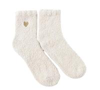 AMENGJ Fleece Socks Calcetines de media caña terciopelo coral for mujer, ideales for otoño e invierno. gruesos hasta el suelo, bordados(1pcswhite)