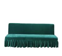 AMENGJ Funda Sofa Funda for sofá Cama futón de Terciopelo elástico, Felpa Gruesa sin Brazos con Falda, Protector Muebles, 1 ud(Green,S 120-140cm)