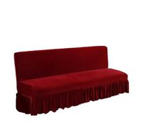AMENGJ Funda Sofa Funda for sofá Cama futón de Terciopelo elástico, Felpa Gruesa sin Brazos con Falda, Protector Muebles, 1 ud(Color 2,M 150-170cm)