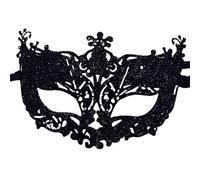 AMENGJ Mascara Veneciana Máscara de mascarada con lazo brillante y ojos misteriosos for mujer(Black)