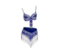 AMENGJ Top Danza del Vientre Disfraz Traje de Baile de Dos Piezas con Sujetador y cinturón con Cuentas de Lentejuelas de Estilo Oriental for Mujer(Color 2,M)