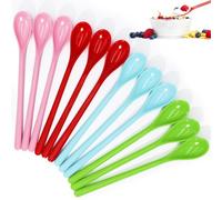 Amentalove 12 Piezas Cucharas de Plástico, 18.5cm Cucharas de Postre Multicolor Reutilizables,Cucharas De Plástico Largas,Cucharas de Huevo, Cucharillas Cafe Largas,Cuchara Larga para Latte, Té, Yogur