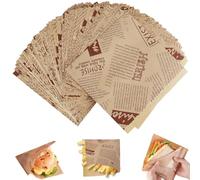 Amentalove 150 PCS Papel Antigrasa Alimentos, Papiers antigrasa, Papel Encerado para Alimentos, papel Hamburguesa antigrasa para Sándwiches Hamburguesas Patatas Fritas(15 x15 cm)
