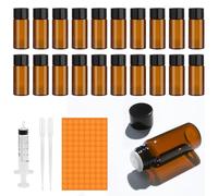 Amentalove 20PCS 10ml Pequeños Recipientes de Aceites Esenciales, Botella de Cristal, Muestras de Vacías Transparente, Frascos de Vidrio de Muestra Pequeños para Aceite Perfumes Aromaterapia