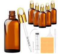 Amentalove 4 Piezas 10ml 100ml Ambar Frasco Cuentagotas Cristal, Botellas Cuentagotas con Embudo Cuentagotas Jeringa, Goteros Botellas para Aceite Esencial Masaje Fragancia Aromaterapia Laboratorio