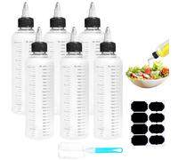 Amentalove 6 Piezas Biberones de Cocina 250ml, Squeeze Bottles, Botella de Salsa de Plástico, Transparentes Dispensador de Botellas de Condimentos para Salsa de Tomate Mostaza Mayonesa Ketchup