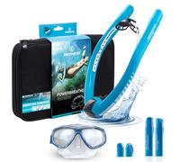 AMEO POWERBREATHER Beach Plus - Snorkel de Aire Fresco - Dispositivo de Entrenamiento para Piscina y Aguas Abiertas - Set de Snorkel con Sistema de válvulas Inteligente y respiración 100% Seca.