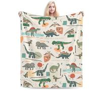 amepay Manta de franela con dinosaurio, acogedora manta de forro polar para casa, dormitorio, sala de estar, oficina, dormitorio, suave, cómoda, ligera, 127 x 152 cm, regalo para niño,