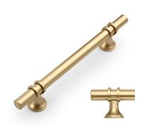 Amerdeco 10 Piezas Tiradores Dorados para Cocina 128mm, Tiradores para Armarios y Cajones, Tirador de Puerta UK0002