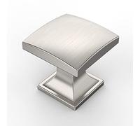 Amerdeco Paquete de 10 pomos redondos de níquel satinado cepillado de 1-1/3 pulgadas, tiradores de gabinete de un solo agujero, pomos redondos para cajones y tiradores para armarios de baño K0014