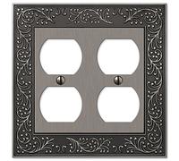 Amerelle English Garden - Placa de pared doble dúplex de metal fundido en níquel antiguo
