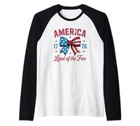 América 1776 Tierra del Arco de Coqueta Libre Camiseta Manga Raglan