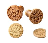 America 250 Wooden Cookie Stamp, Patriotic Eagle Embosser for Baking, Eagle Cookie Cutter, Engraved Wooden Patriotic Cookies Stamp, for Diy Cookies Fondant and Clay B)