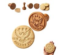 America 250 Wooden Cookie Stamp, Patriotic Eagle Embosser for Baking, Eagle Cookie Cutter, Engraved Wooden Patriotic Cookies Stamp, for Diy Cookies Fondant and Clay (#A)