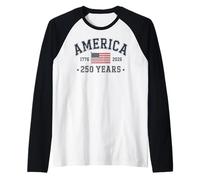 America 250 Years 2026 1776 USA United States Flag July 4th Camiseta Manga Raglan