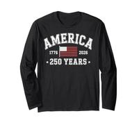America 250 Years 2026 1776 USA United States Flag July 4th Manga Larga