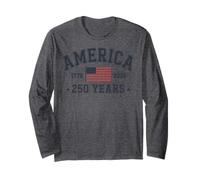 America 250 Years 2026 1776 USA United States Flag July 4th Manga Larga