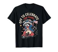 America 250 Years USA Flag Raccoon Patriotic Celebration Camiseta