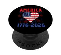 America 250th Birthday Bandera Corazón USA 4 de Julio PopSockets PopGrip Adhesivo