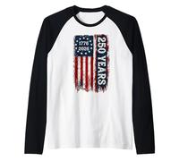 America 250th Independence Day 250 Anniversary USA Flag Camiseta Manga Raglan