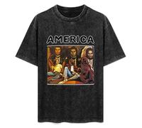 America Band Rock Men's T-Shirt Black Unisex Mens Tees, Negro , S