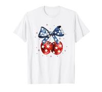 America Cherries Coquette Bow Patriotic USA Flag 4th of July Camiseta