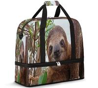 America Cute Sloth - Bolsa de viaje plegable de 47 L, bolsa de fin de semana con funda de carrito para hombro, bolsa de hombro separada para deportes, gimnasio, viajes, multicolor, 47L, Bolsa de viaje