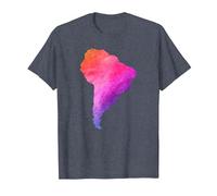 América del Sur Sudamerica Brasil Argentina Mapa Colorido Camiseta, Hombre, Azul Jaspeado, 4XL