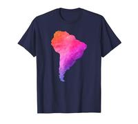 América del Sur Sudamerica Brasil Argentina Mapa Colorido Camiseta, Hombre, Azul Marino, XXL