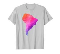 América del Sur Sudamerica Brasil Argentina Mapa Colorido Camiseta, Hombre, Plata, L