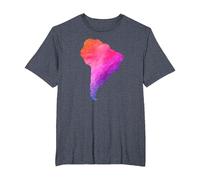 América del Sur Sudamerica Brasil Argentina Mapa Colorido Camiseta, Hombre Tallas Grandes, Azul Jaspeado, 3X Alto