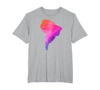 América del Sur Sudamerica Brasil Argentina Mapa Colorido Camiseta, Hombre Tallas Grandes, Gris Jaspeado, 6X Alto