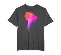 América del Sur Sudamerica Brasil Argentina Mapa Colorido Camiseta, Hombre Tallas Grandes, Jaspeado Oscuro, 2X Alto