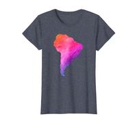 América del Sur Sudamerica Brasil Argentina Mapa Colorido Camiseta, Mujer, Azul Jaspeado, L