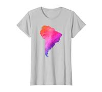 América del Sur Sudamerica Brasil Argentina Mapa Colorido Camiseta, Mujer, Plata, L