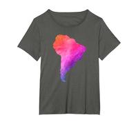 América del Sur Sudamerica Brasil Argentina Mapa Colorido Camiseta, Mujer Tallas Grandes, Asfalto, 5XL Grande