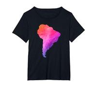 América del Sur Sudamerica Brasil Argentina Mapa Colorido Camiseta, Mujer Tallas Grandes, Negro, 5XL Grande