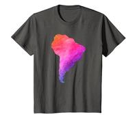 América del Sur Sudamerica Brasil Argentina Mapa Colorido Camiseta, Niños, Asfalto, 4 años