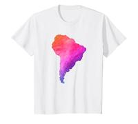 América del Sur Sudamerica Brasil Argentina Mapa Colorido Camiseta, Niños, Blanco, 12 años