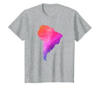 América del Sur Sudamerica Brasil Argentina Mapa Colorido Camiseta, Niños, Gris Jaspeado, 10 años